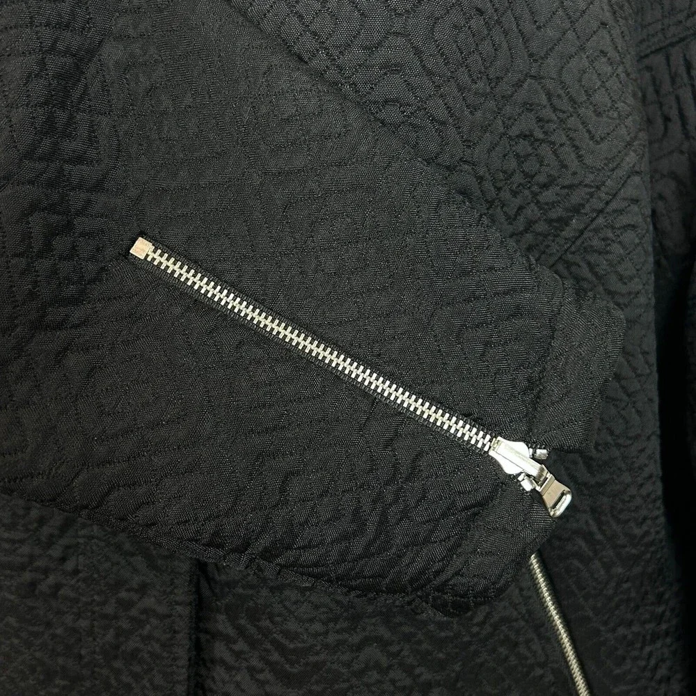 Rebecca Minkoff Black Quilted Moto Jacket Floral Lining Size M - Picture 5 of 14